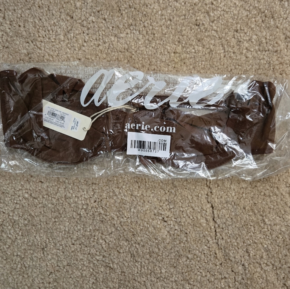 Aerie smoothez balconette mesh unlined bra flexible underwire brown 36B NWT - Picture 4 of 5